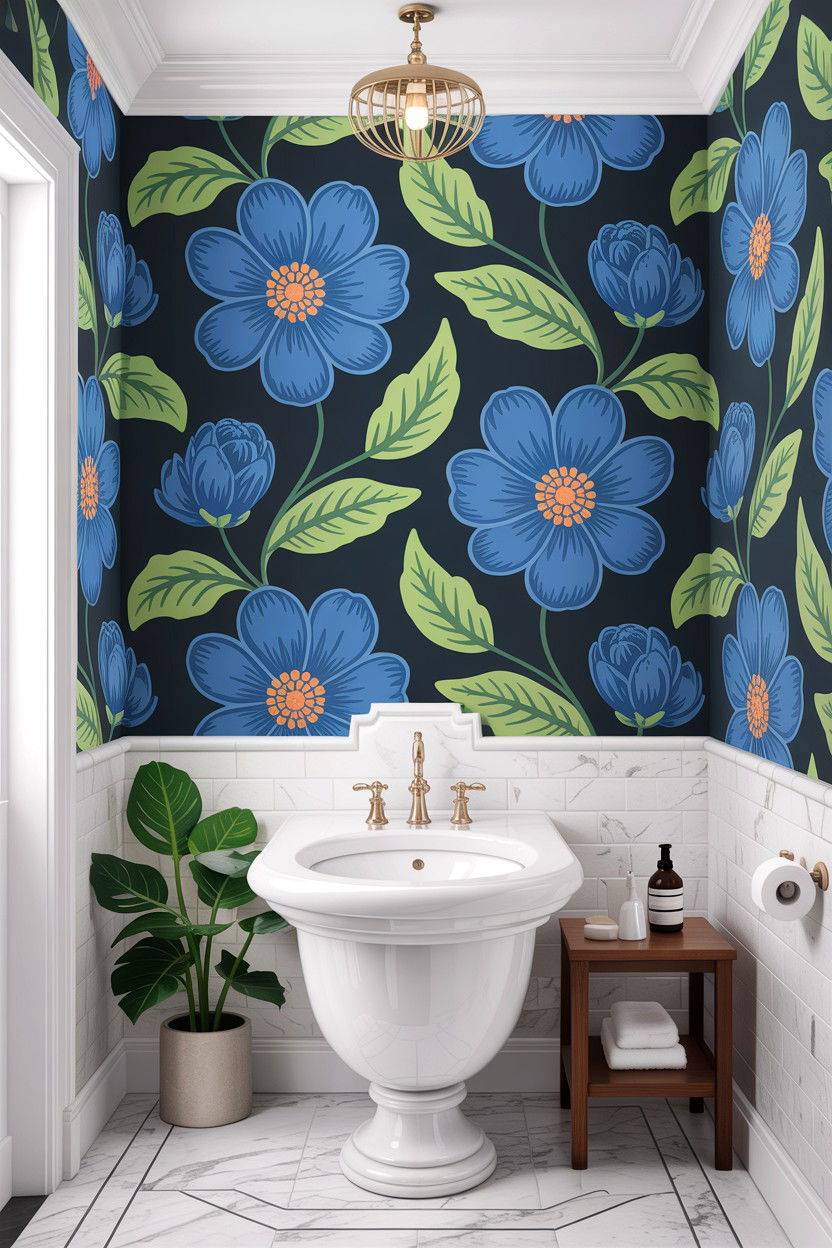 Removable bathroom wallpaper - 30 apartment bathroom ideas