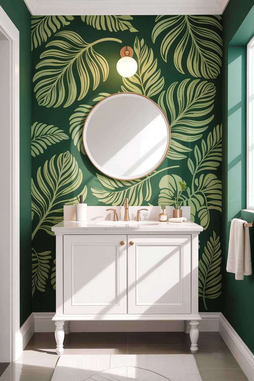 Removable wallpaper accent wall - 30 easy bathroom updates