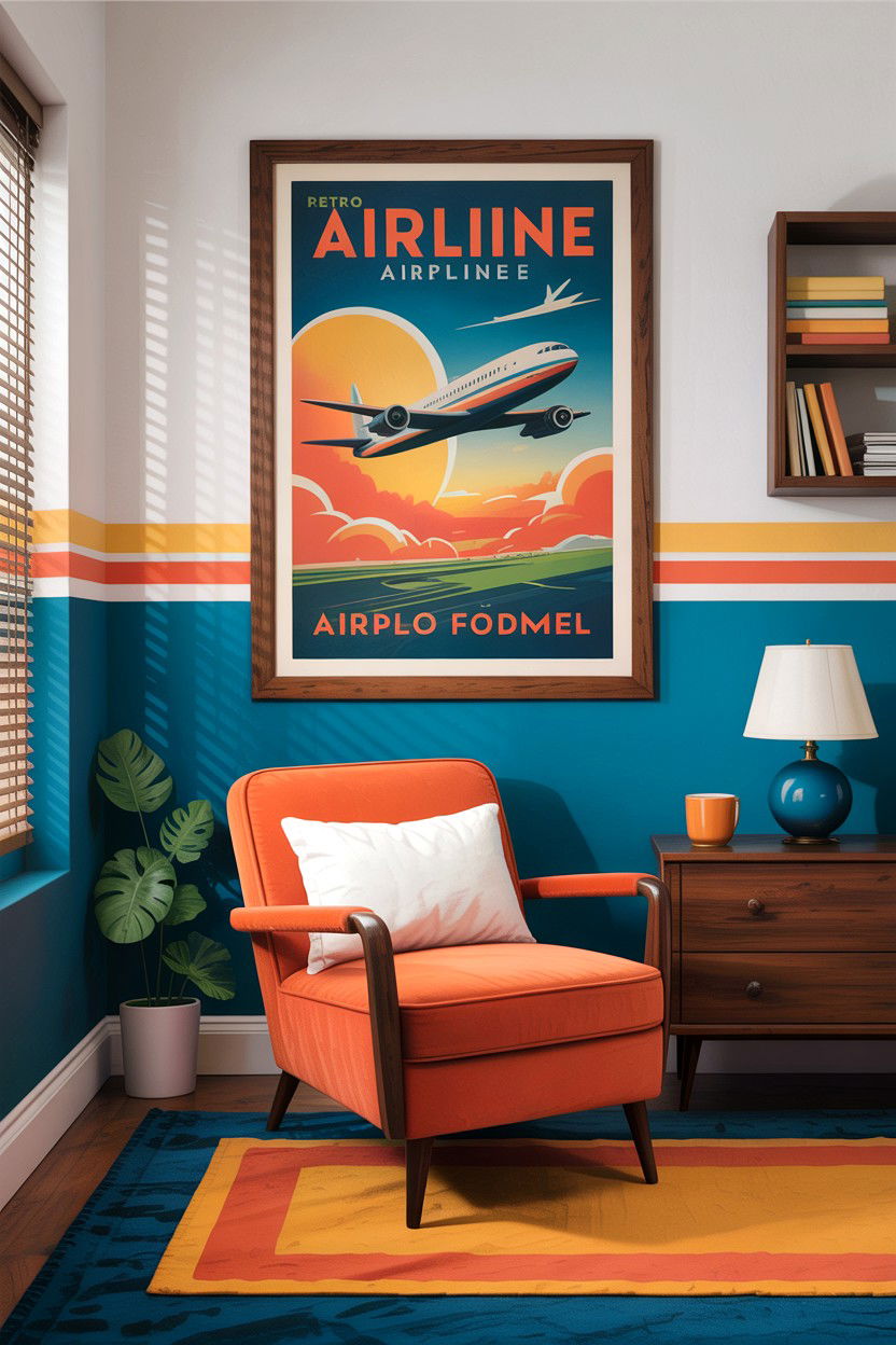 Retro Airline Poster - 30 airplane bedroom ideas