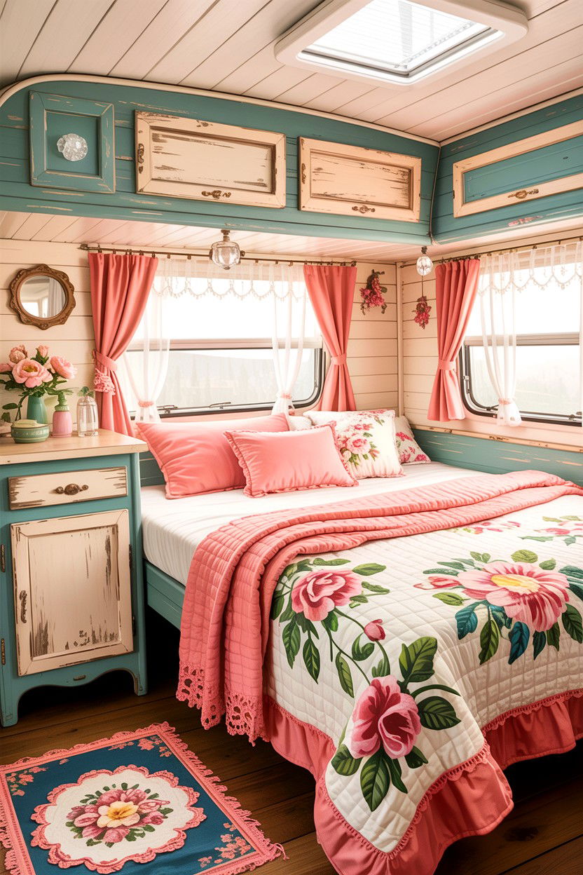 Retro Shabby Chic Camper - 30 camping bedroom ideas