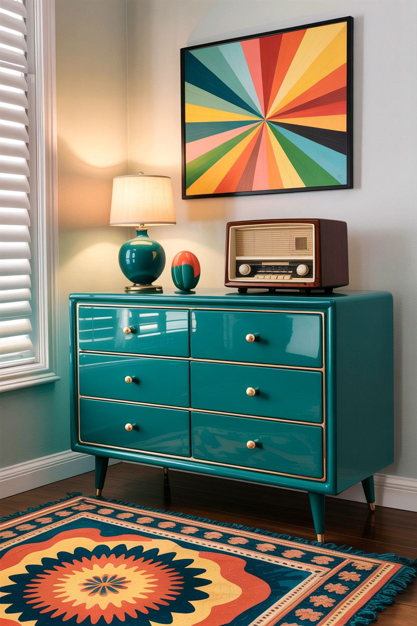 Retro Teal Accent Dresser - 30 bedroom wide dressers