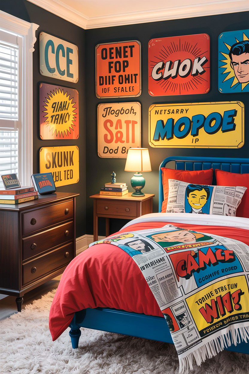 Retro comic book decor - 30 comic book bedroom ideas