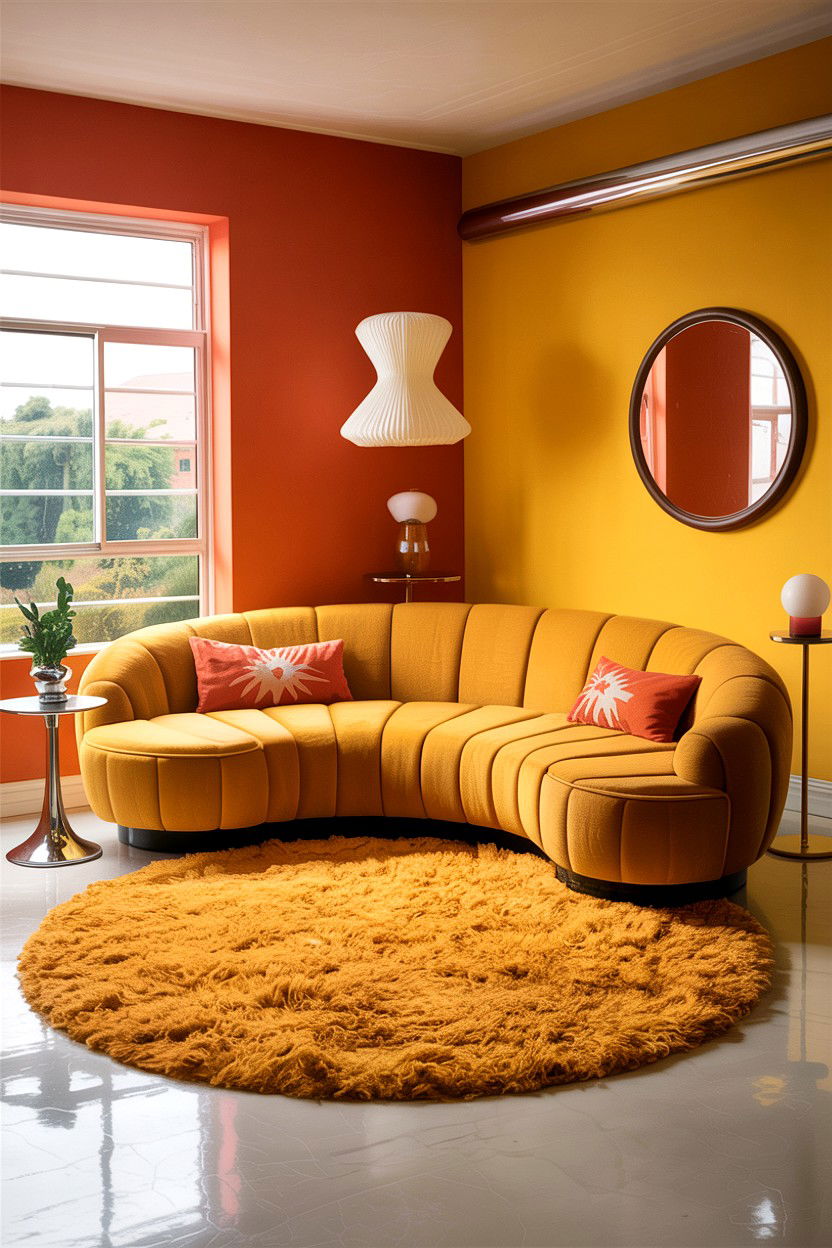 Retro s Curved Sofa - 30 living room curved sofa ideas