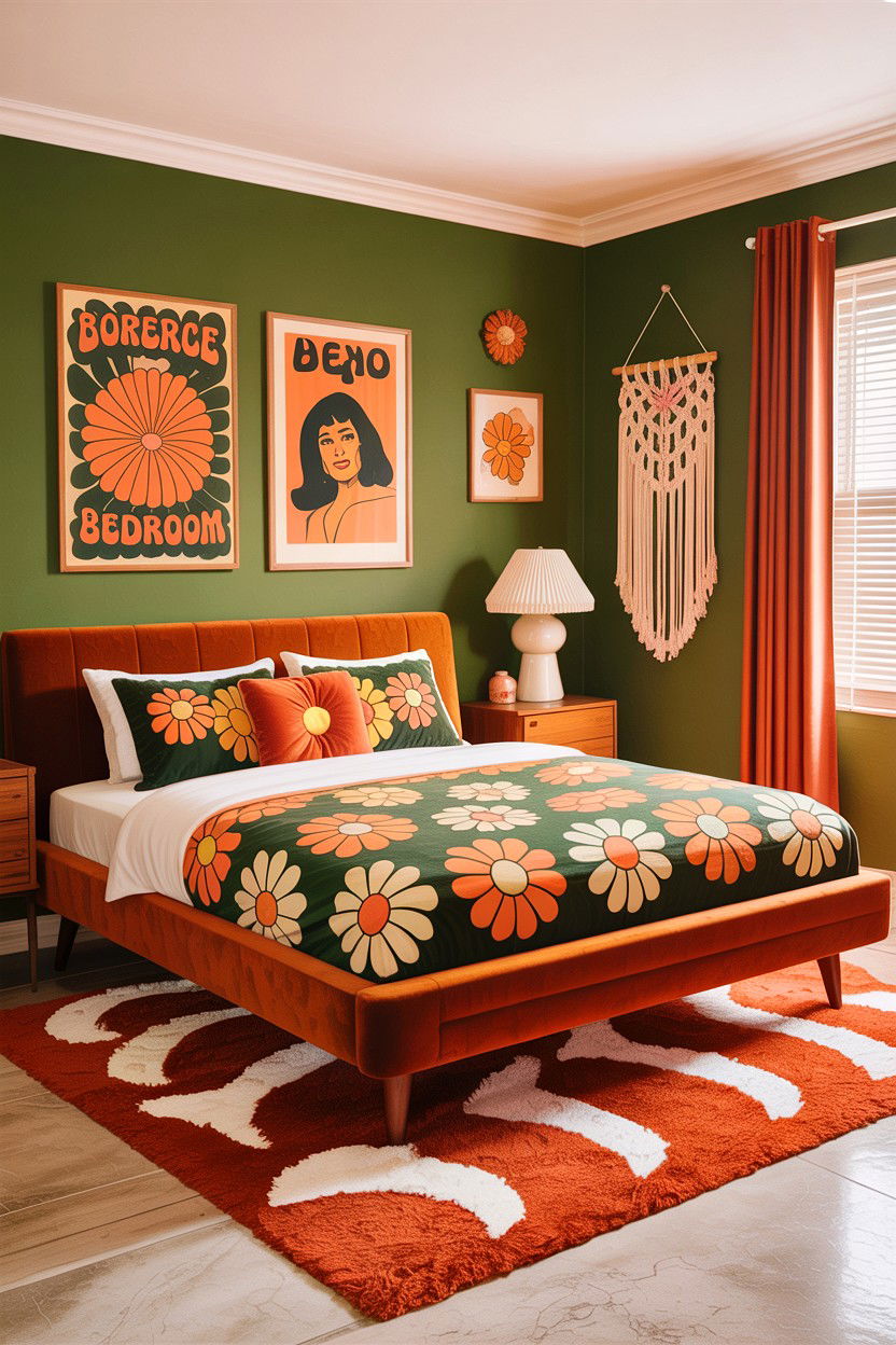 Retro s floral bedding - 30 bedroom floral bedding ideas