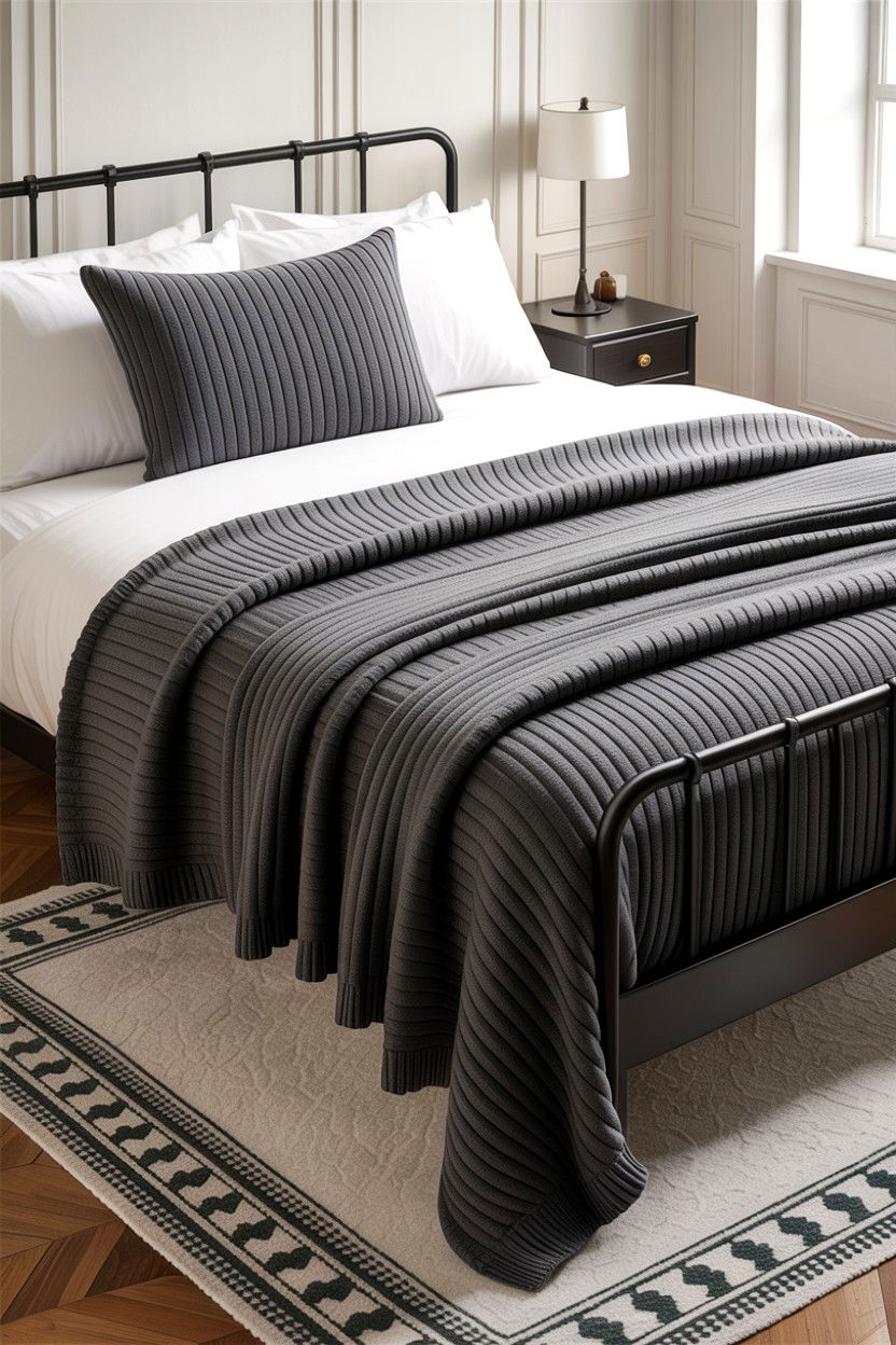 Ribbed Knit Throw - 30 bedroom knit blankets