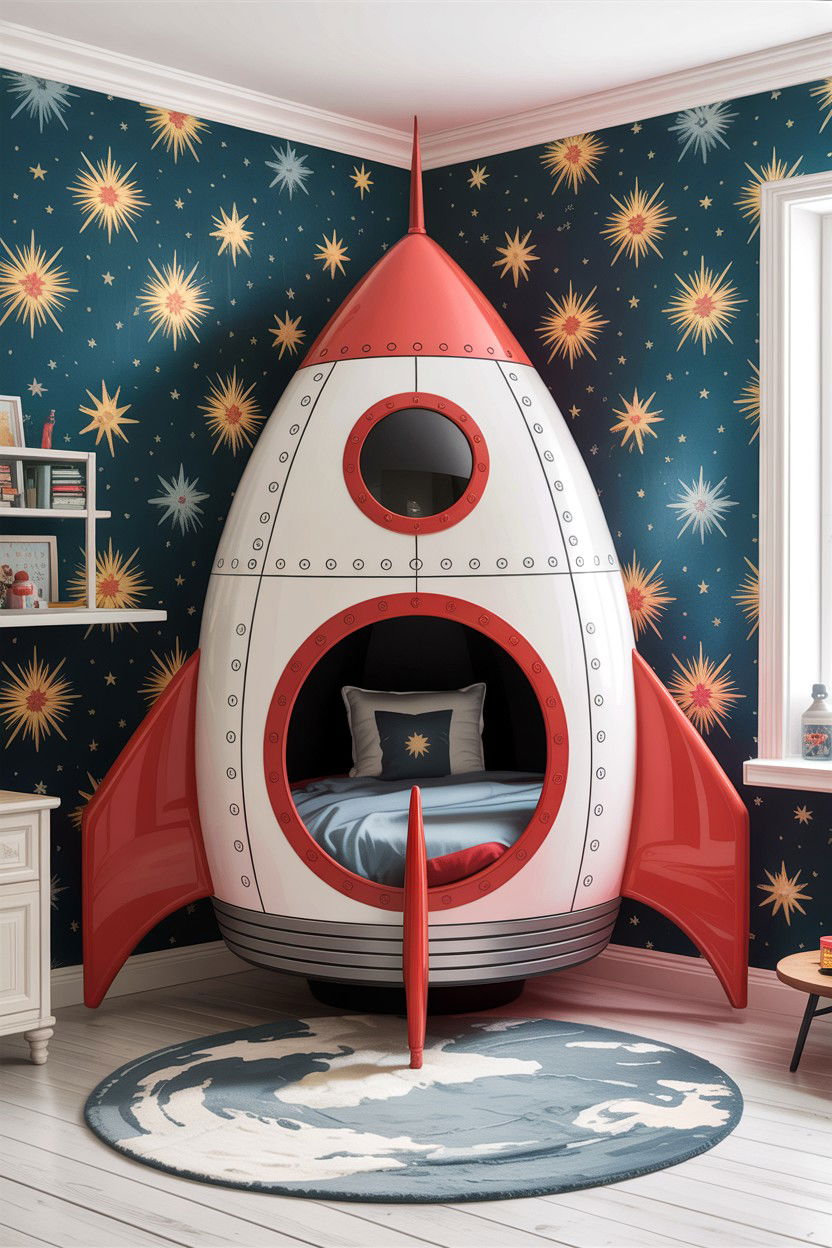 Rocket ship bed - 30 astronaut bedroom ideas