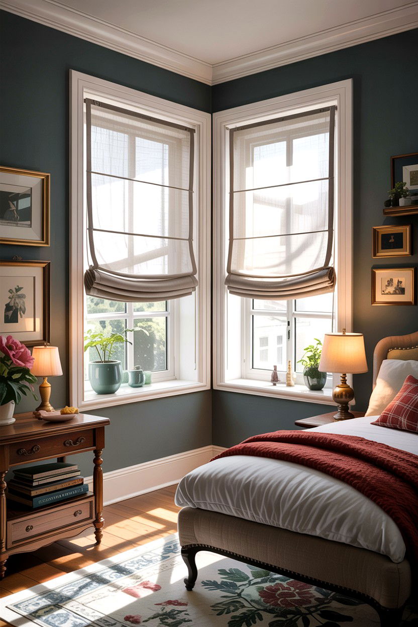 Roman Shade - 30 dust-free bedroom ideas