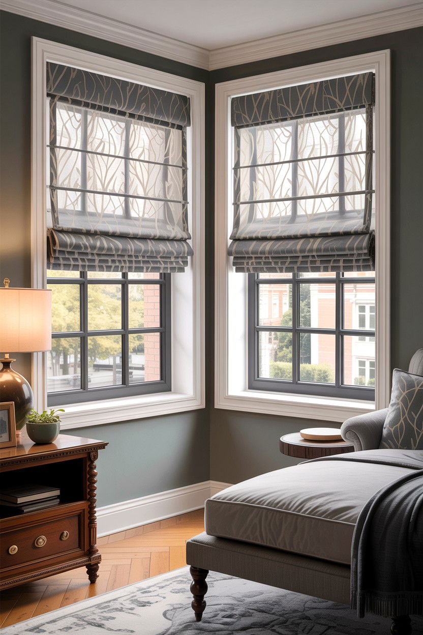 Roman shades for window - 30 bedroom bay window ideas