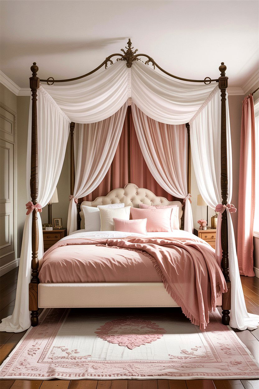 Romantic Sheer Draped Canopy Bed - 30 canopy bed ideas
