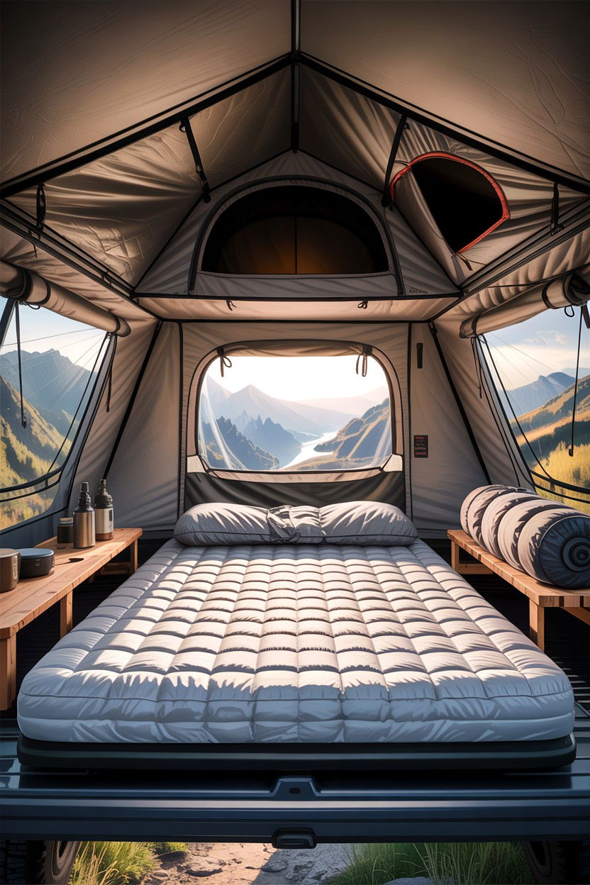 Rooftop Tent Setup - 30 camping bedroom ideas