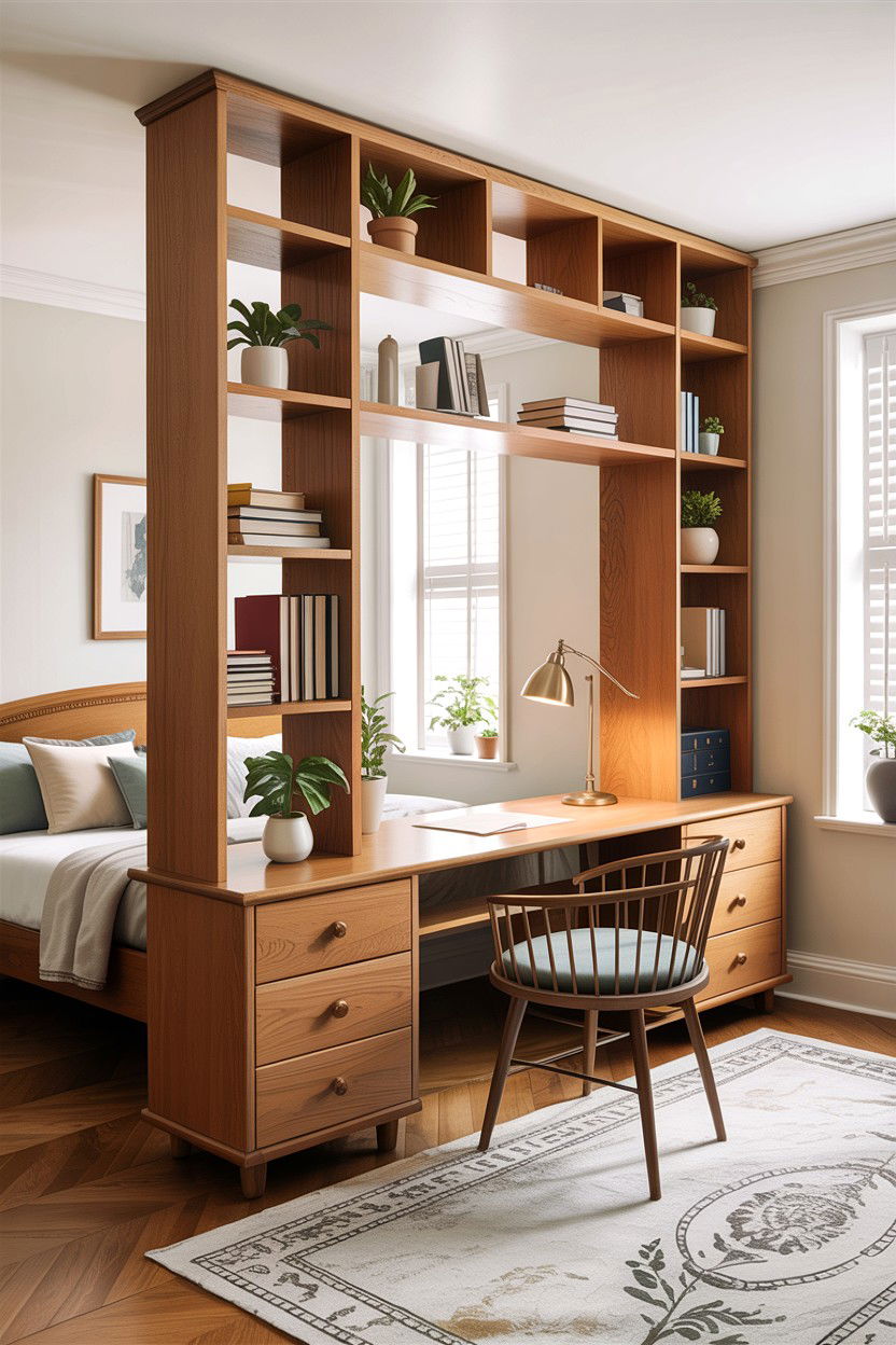 Room Divider Workspace - 30 bedroom home office ideas