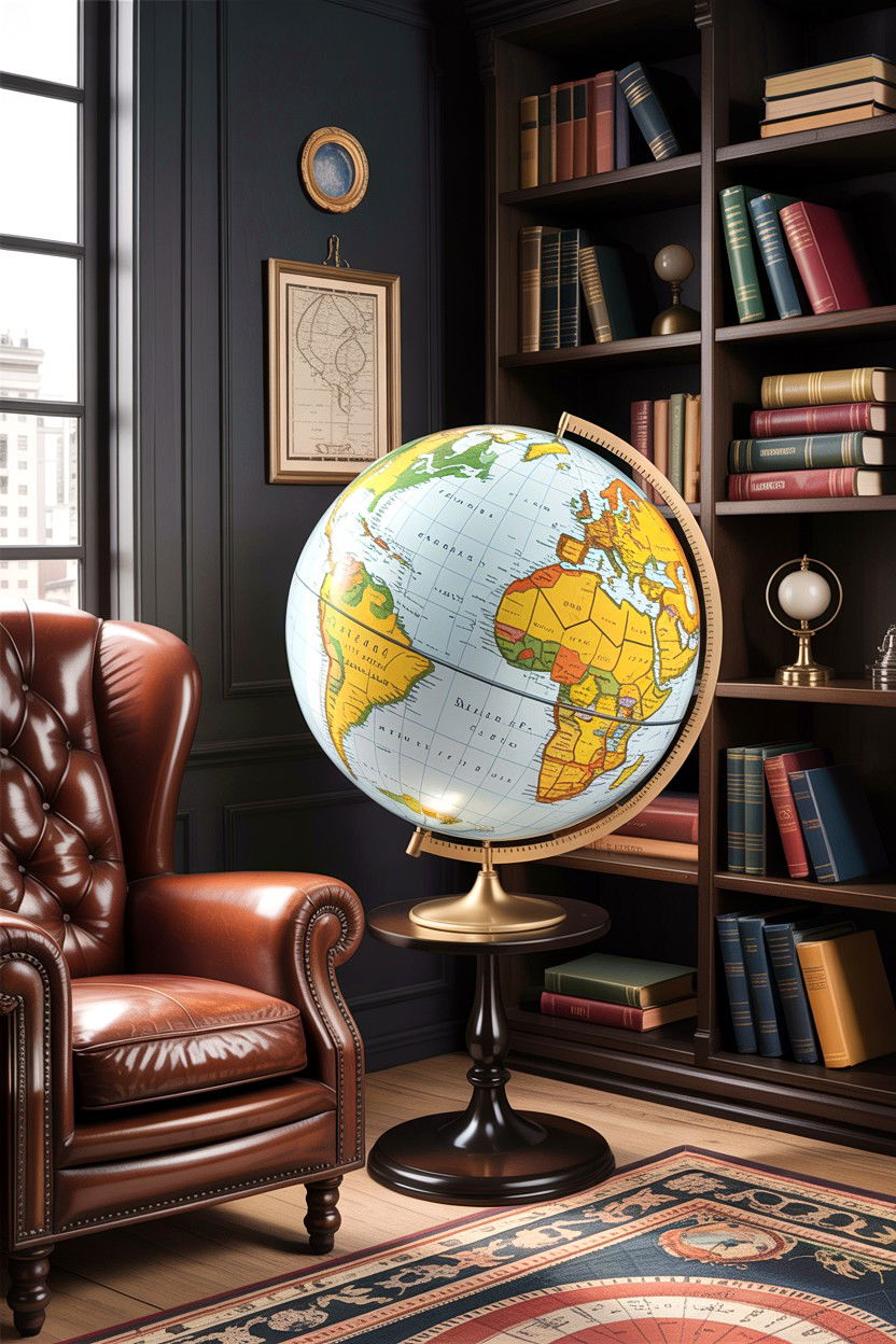 Rotating Earth Globe Decor - 30 bedroom globes