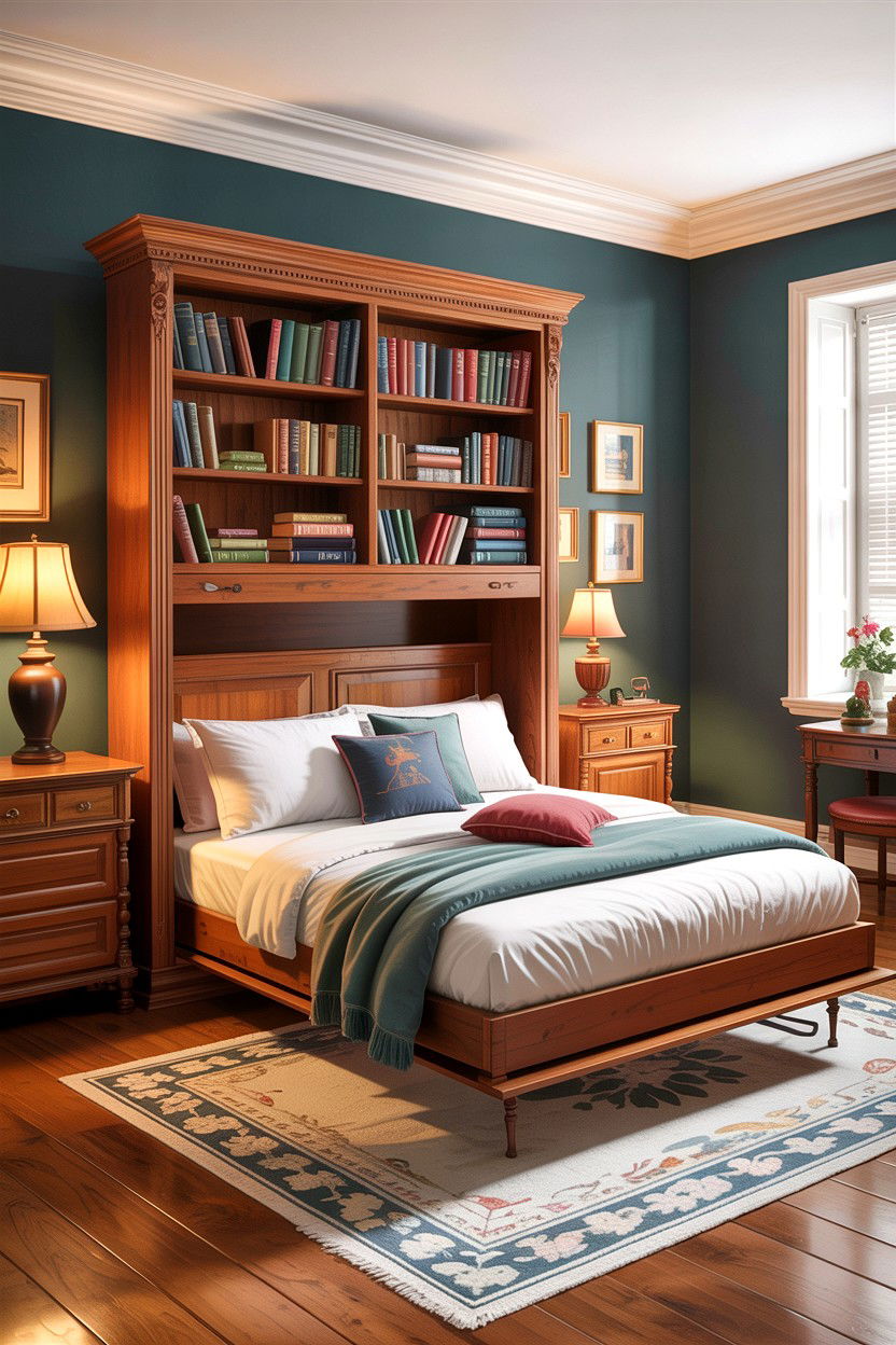 Rotating Murphy Bed Library - 30 bedroom convertible furniture ideas