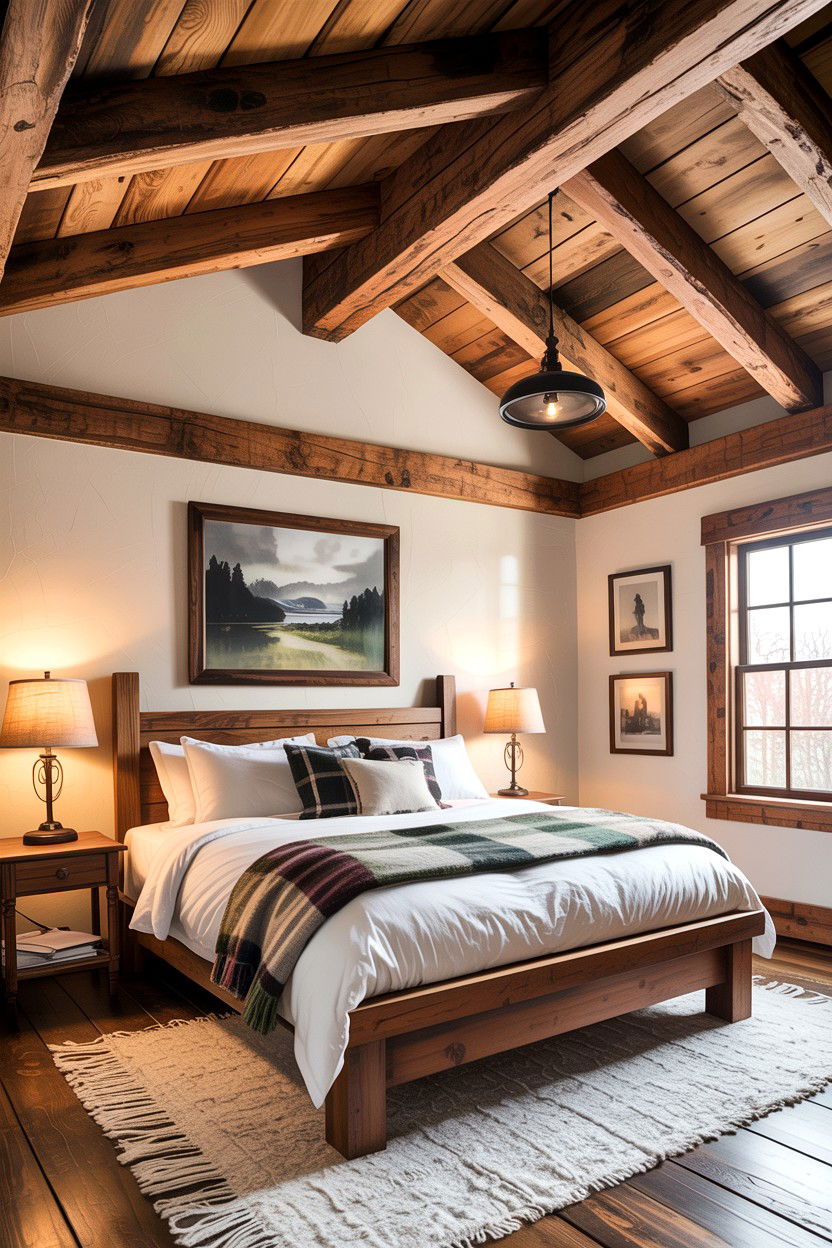 Rough Sawn Ceiling Beam - 30 exposed beam bedroom ideas