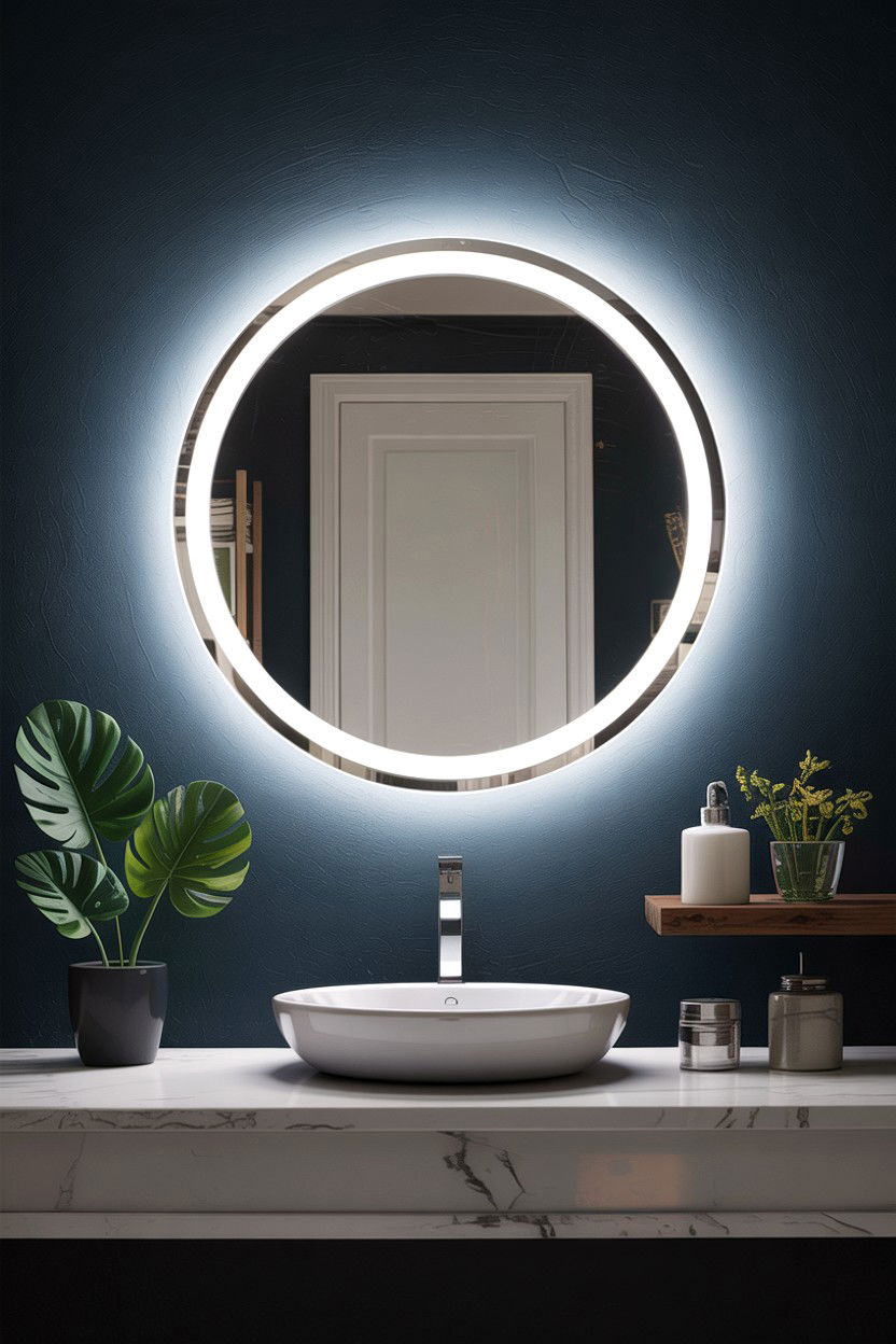 Round Backlit Mirror - 30 bathroom accessory styling ideas