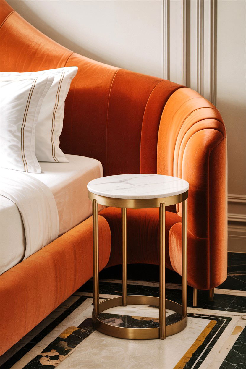 Round Bedside Table - 30 boutique hotel bedroom ideas