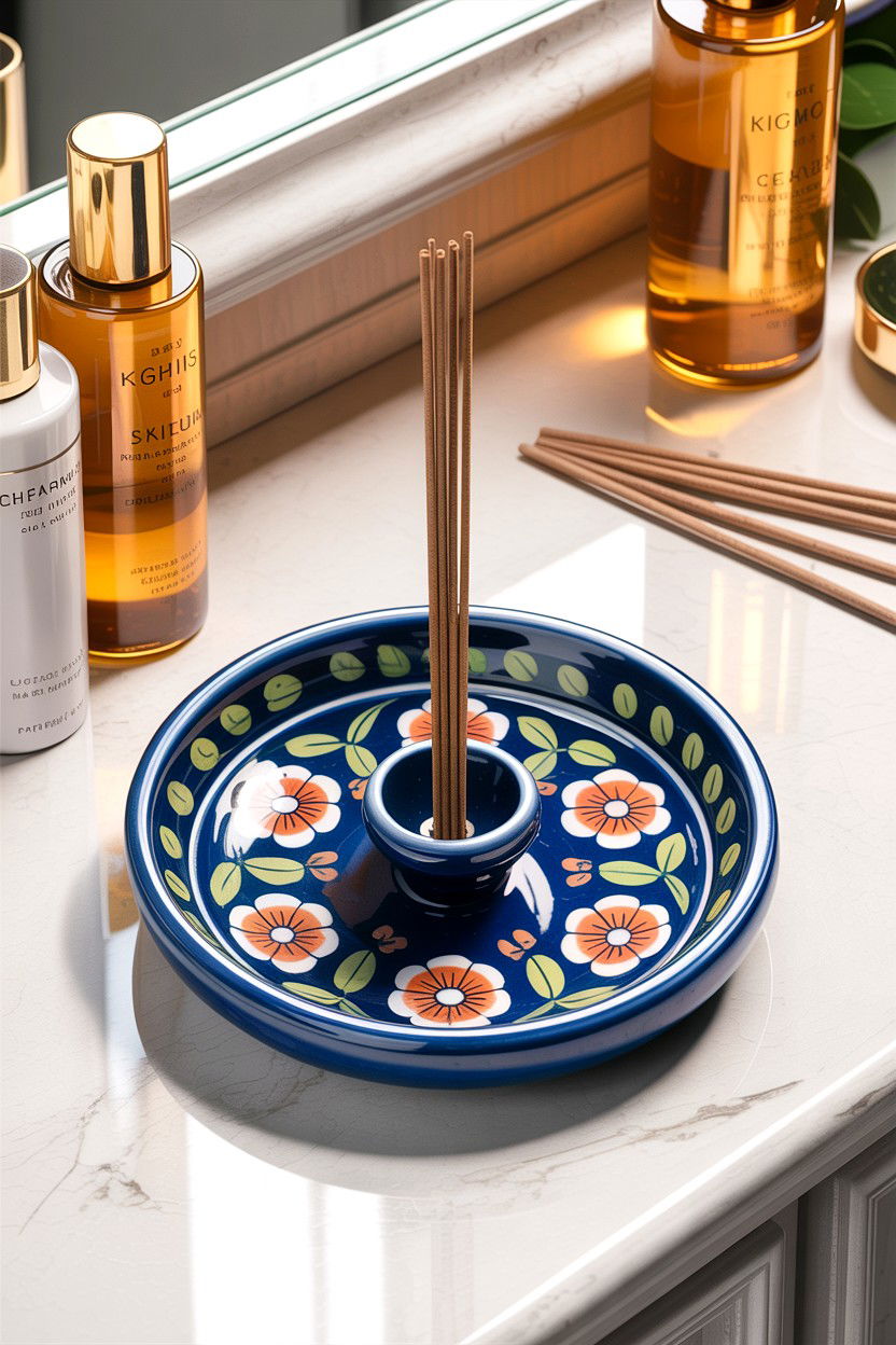 Round Ceramic Incense Dish - 30 bedroom incense holders