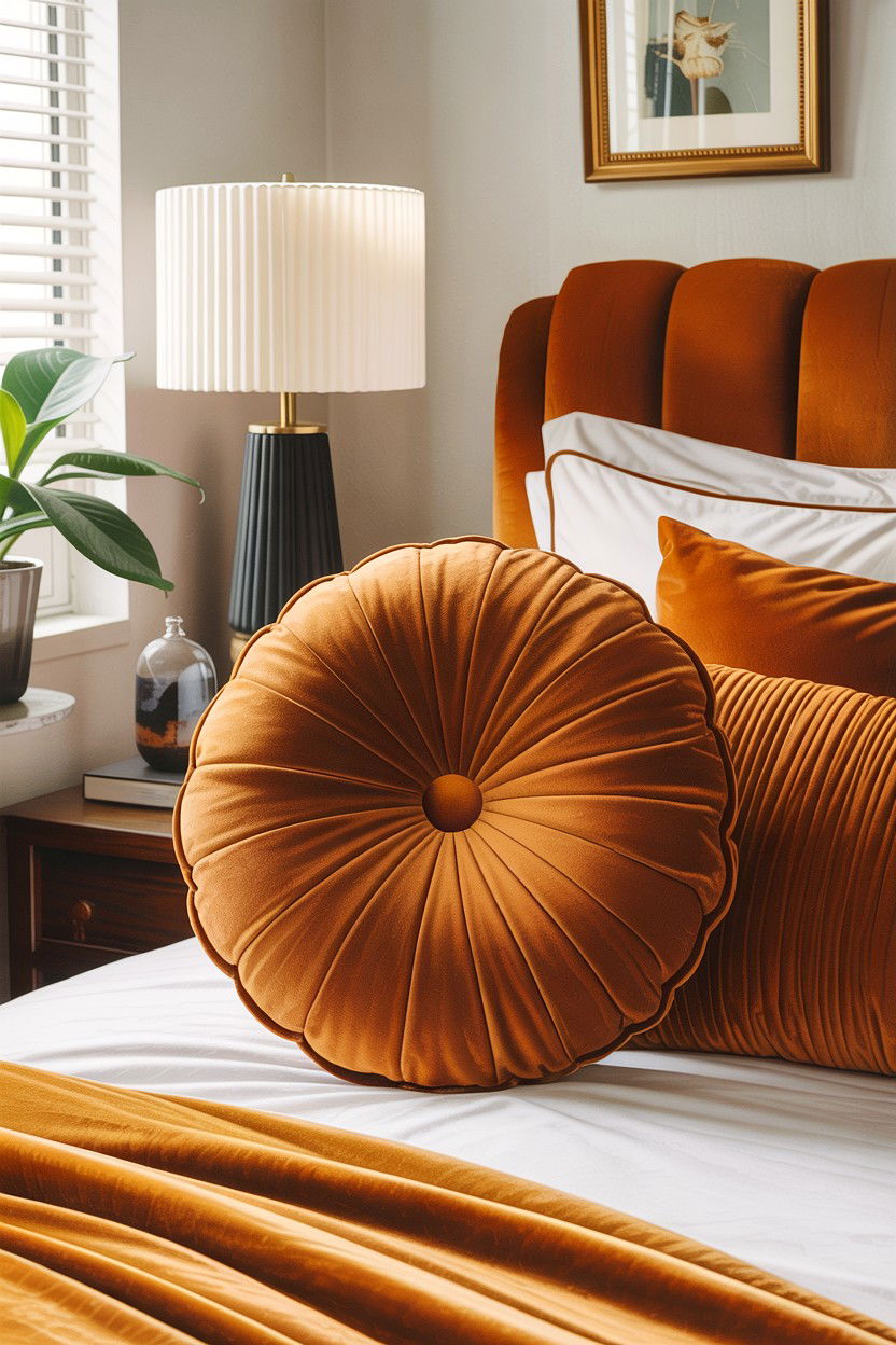 Round Velvet Pillow - 30 bedroom throw pillows