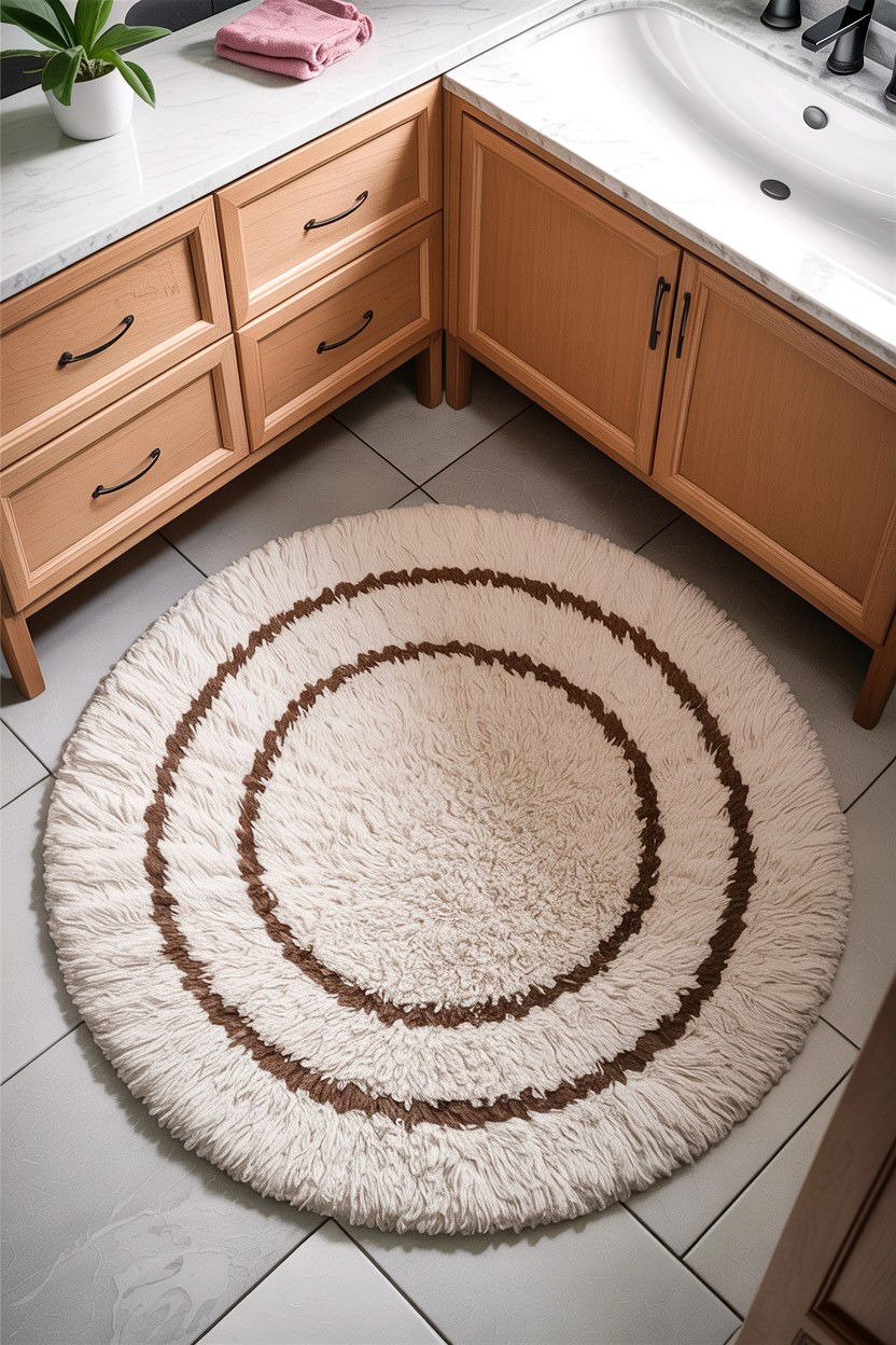 Round bathroom rug - 30 easy bathroom updates