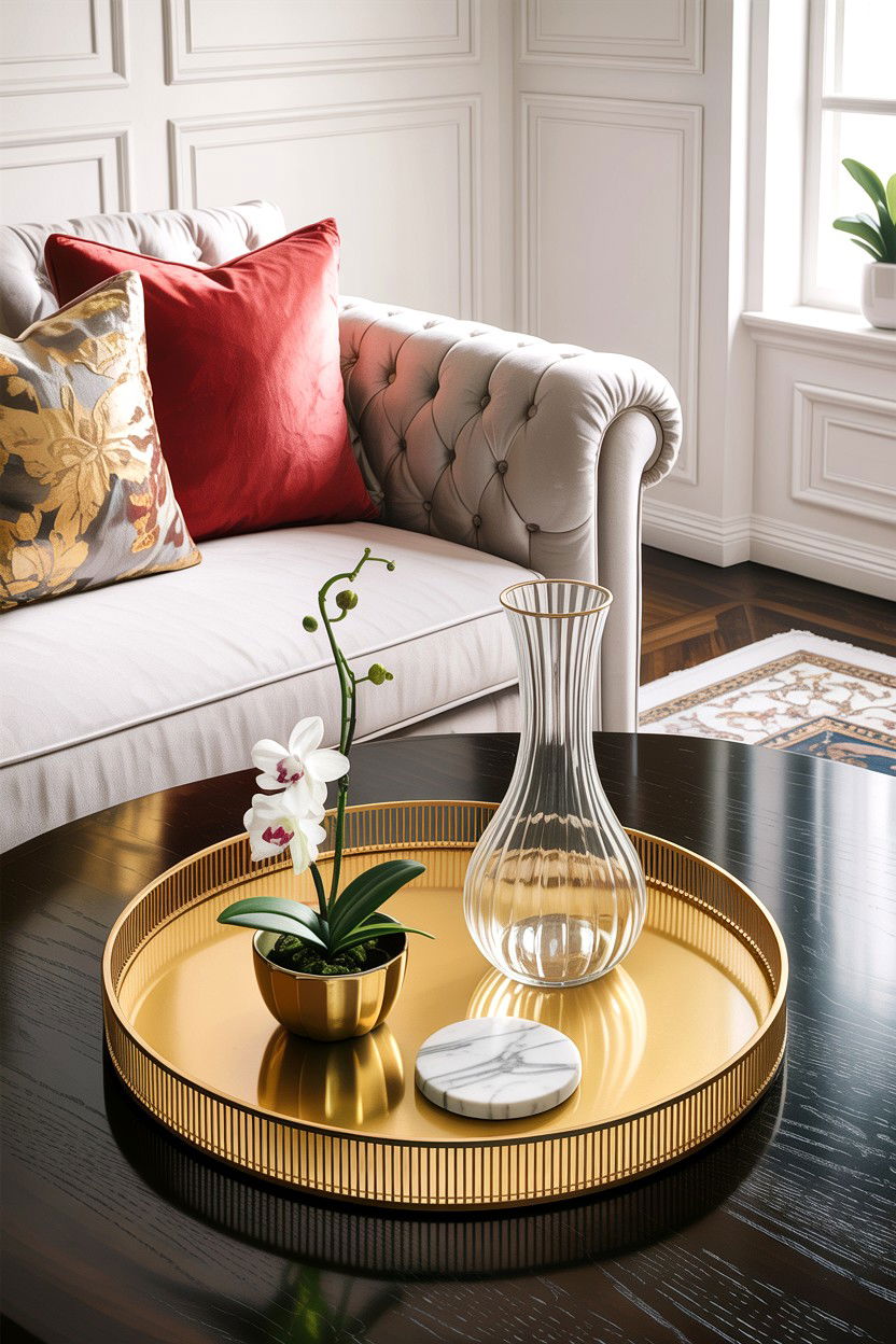 Round gold decorative tray - 30 living room decorative trays