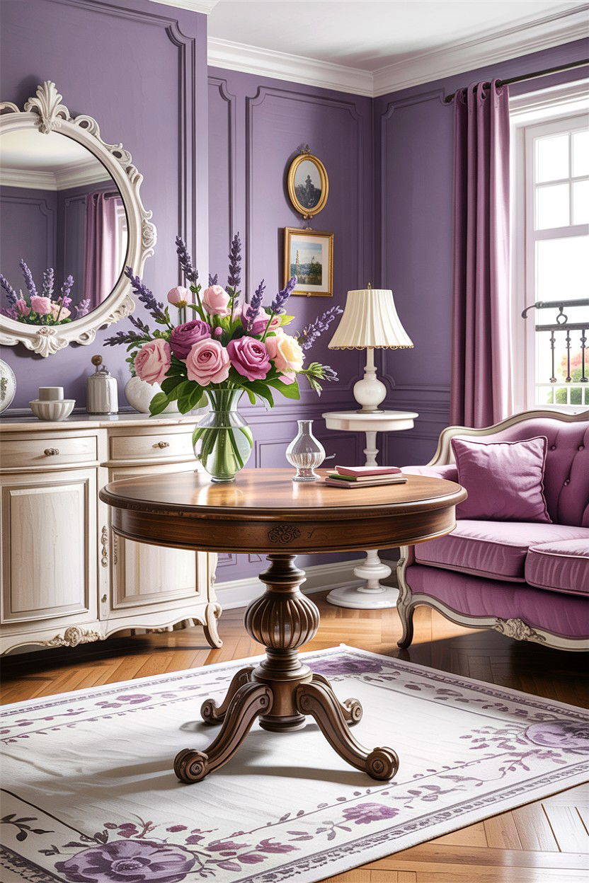 Round pedestal table - 30 living room Provence furniture ideas