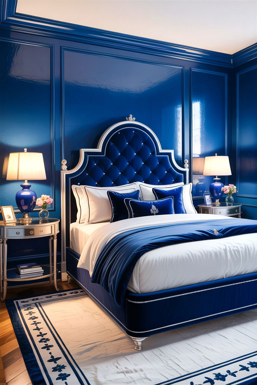 Royal blue and silver bedroom - 30 colorful bedroom ideas
