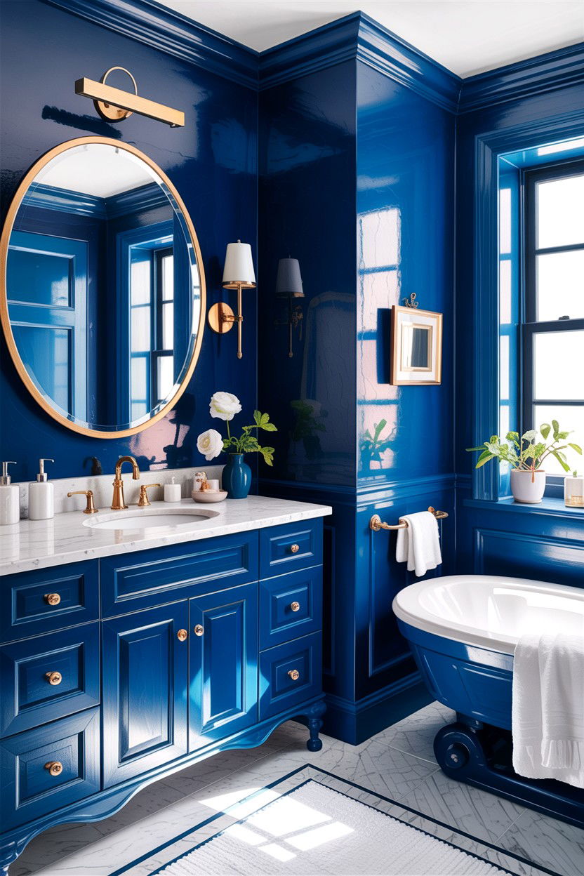 Royal blue bathroom paint - 30 jewel tone bathroom ideas