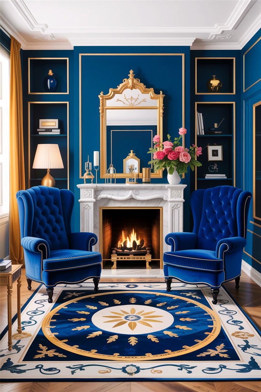 Royal blue furniture - 30 blue and white living room ideas