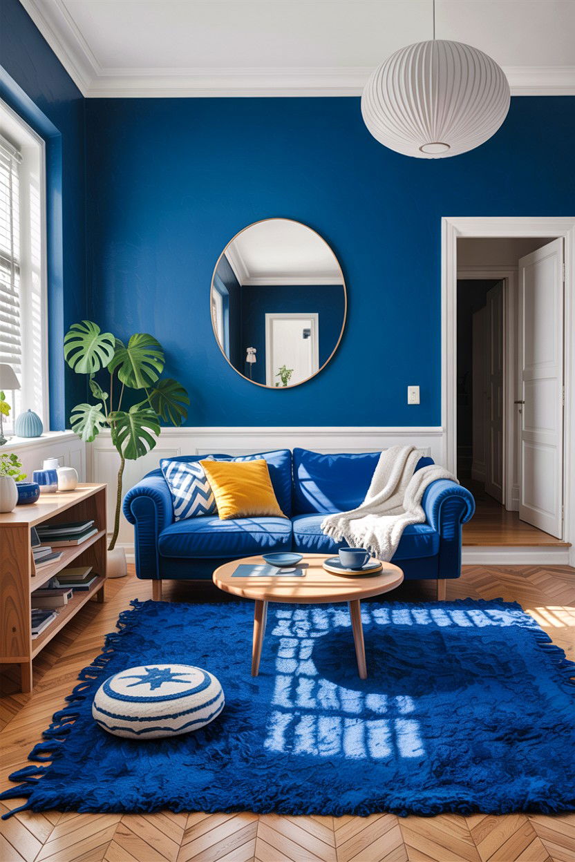 Royal blue scandinavian living room - 30 scandinavian blue living room ideas