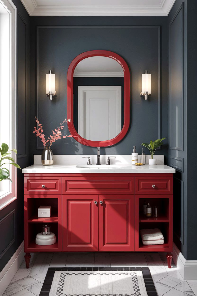 Ruby red bathroom vanity - 30 jewel tone bathroom ideas