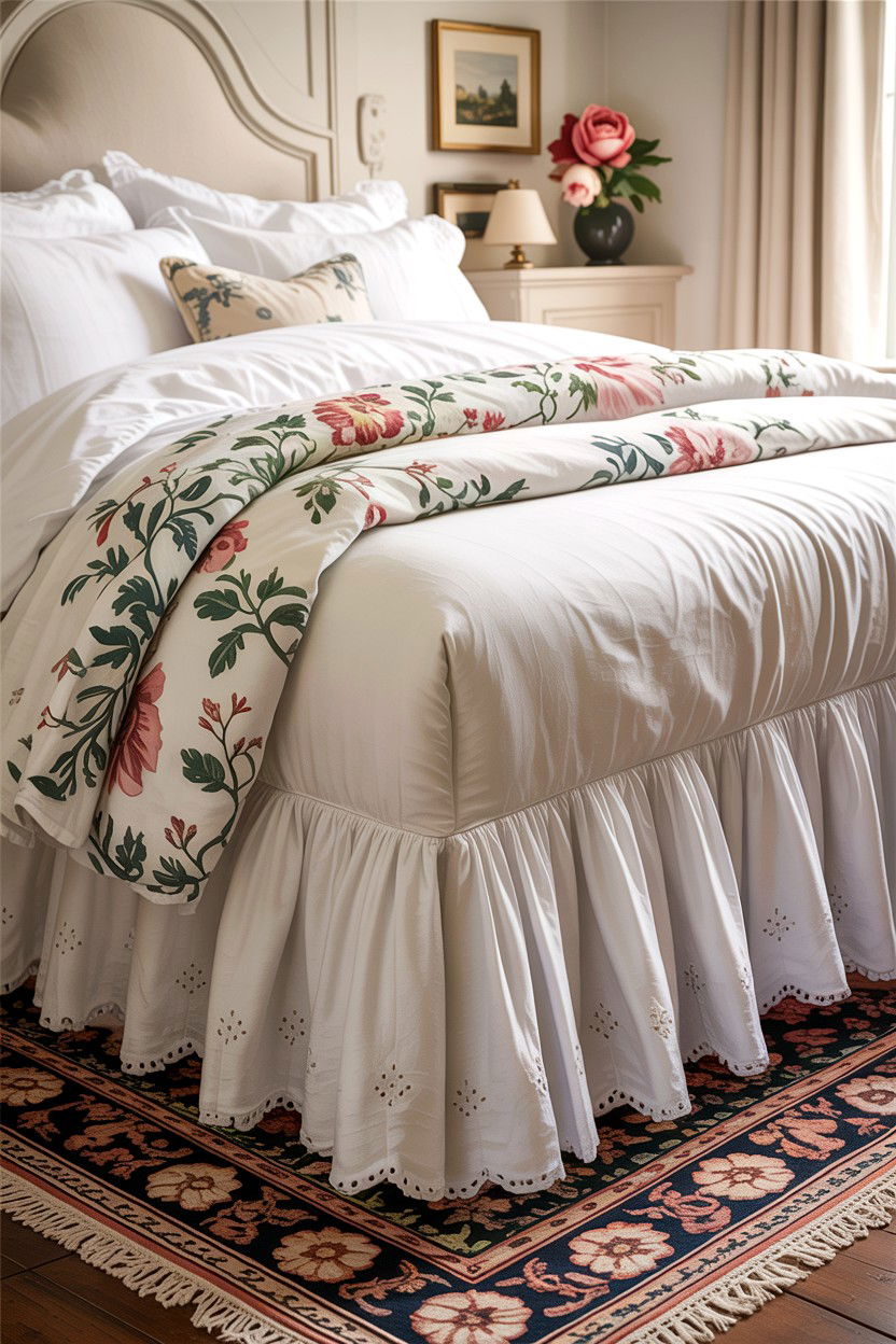 Ruffled Cotton Bed Skirt - 30 grandmillennial bedroom ideas