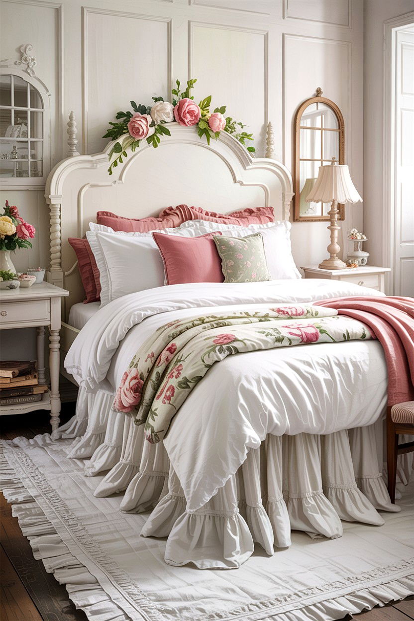 Ruffled cotton bed skirt - 30 cotton bedroom ideas