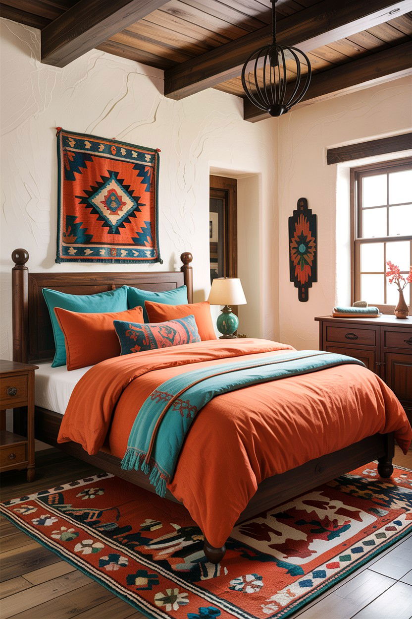 Rust and turquoise bedroom - 30 bedroom color schemes