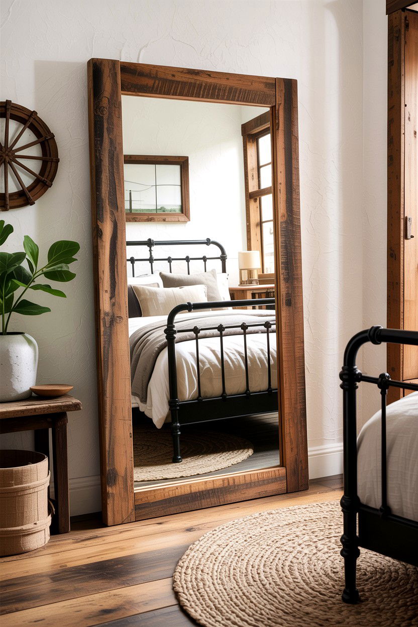 Rustic Barn Wood Mirror - 30 bedroom full length mirrors