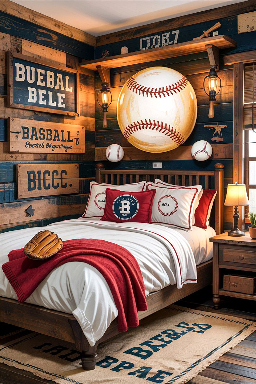 Rustic Baseball Bedroom - 30 baseball bedroom ideas