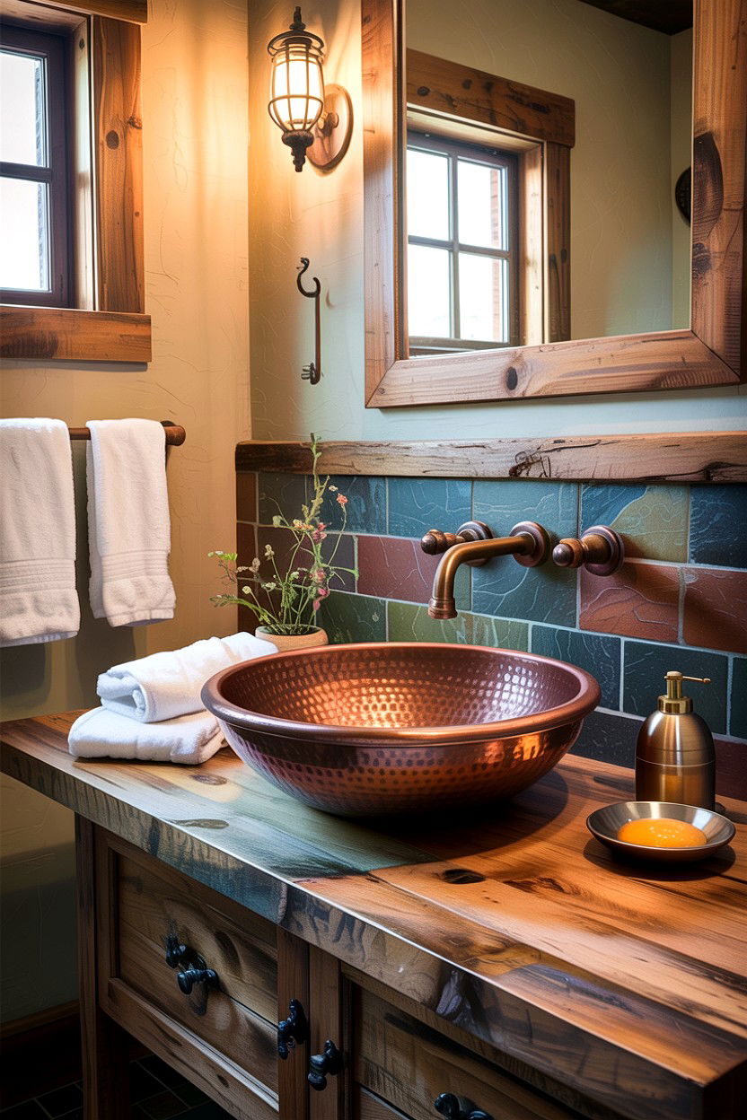 Rustic Bathroom Copper Vessel Sink - 30 copper sink ideas