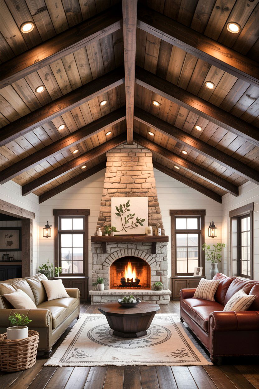Rustic Beam Cove - 30 living room cove ceiling ideas