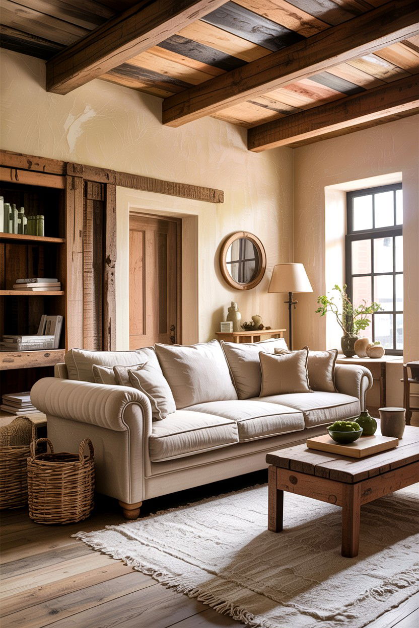 Rustic Beige Living Room - 30 all beige living room ideas