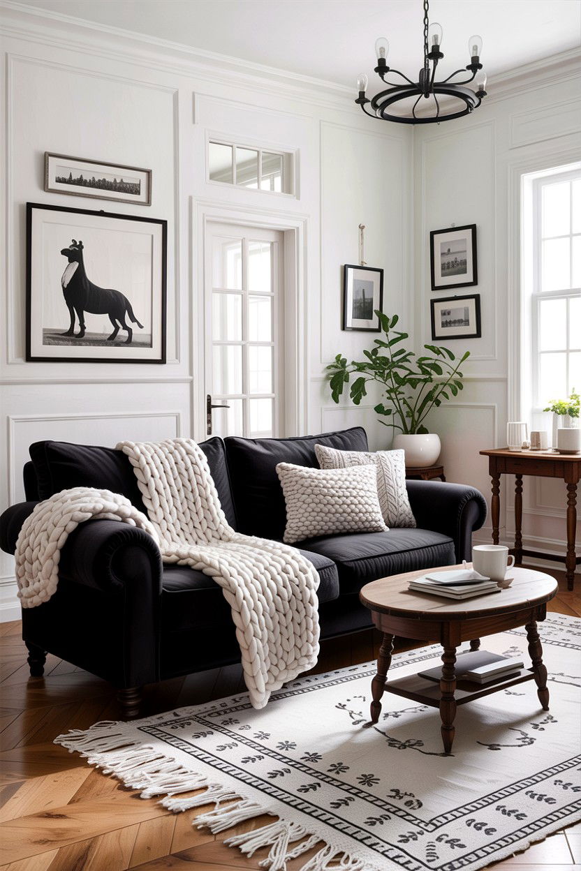 Rustic Black And White Living Room - 30 rustic black living room ideas