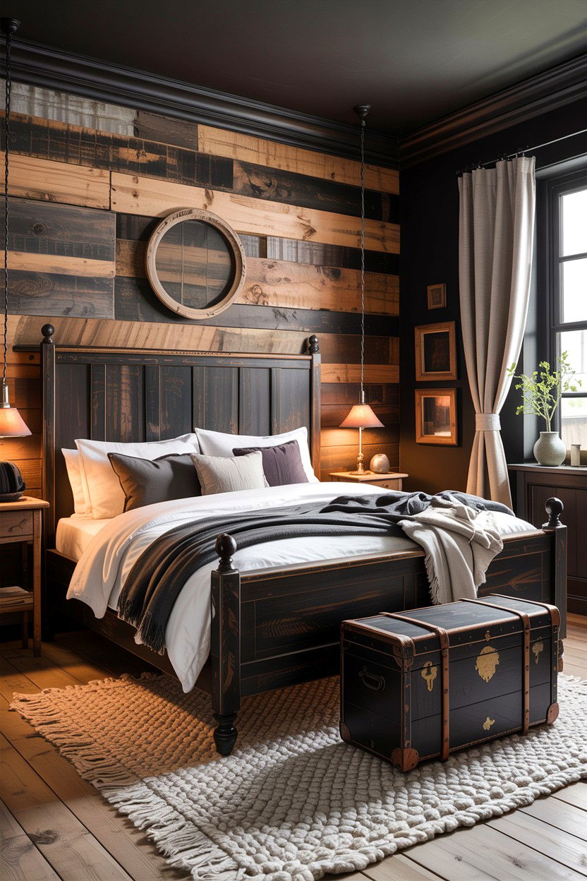 Rustic Black Nordic Bedroom - 30 scandinavian black bedroom ideas