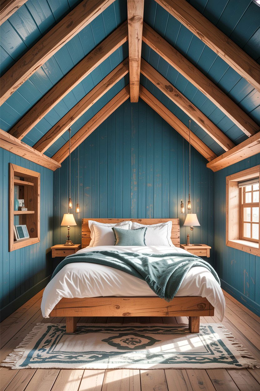Rustic Blue Loft Bedroom - 30 rustic blue bedroom ideas