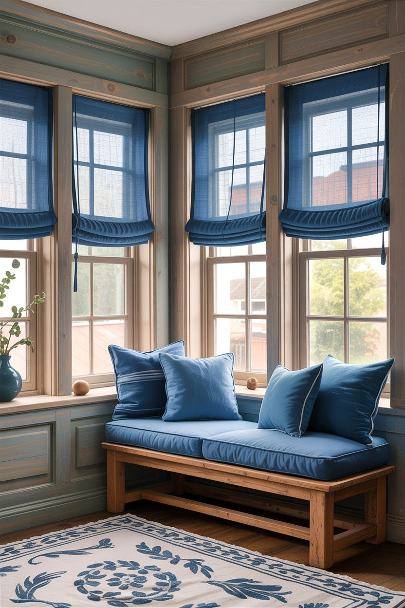 Rustic Blue Window Treatment - 30 rustic blue bedroom ideas