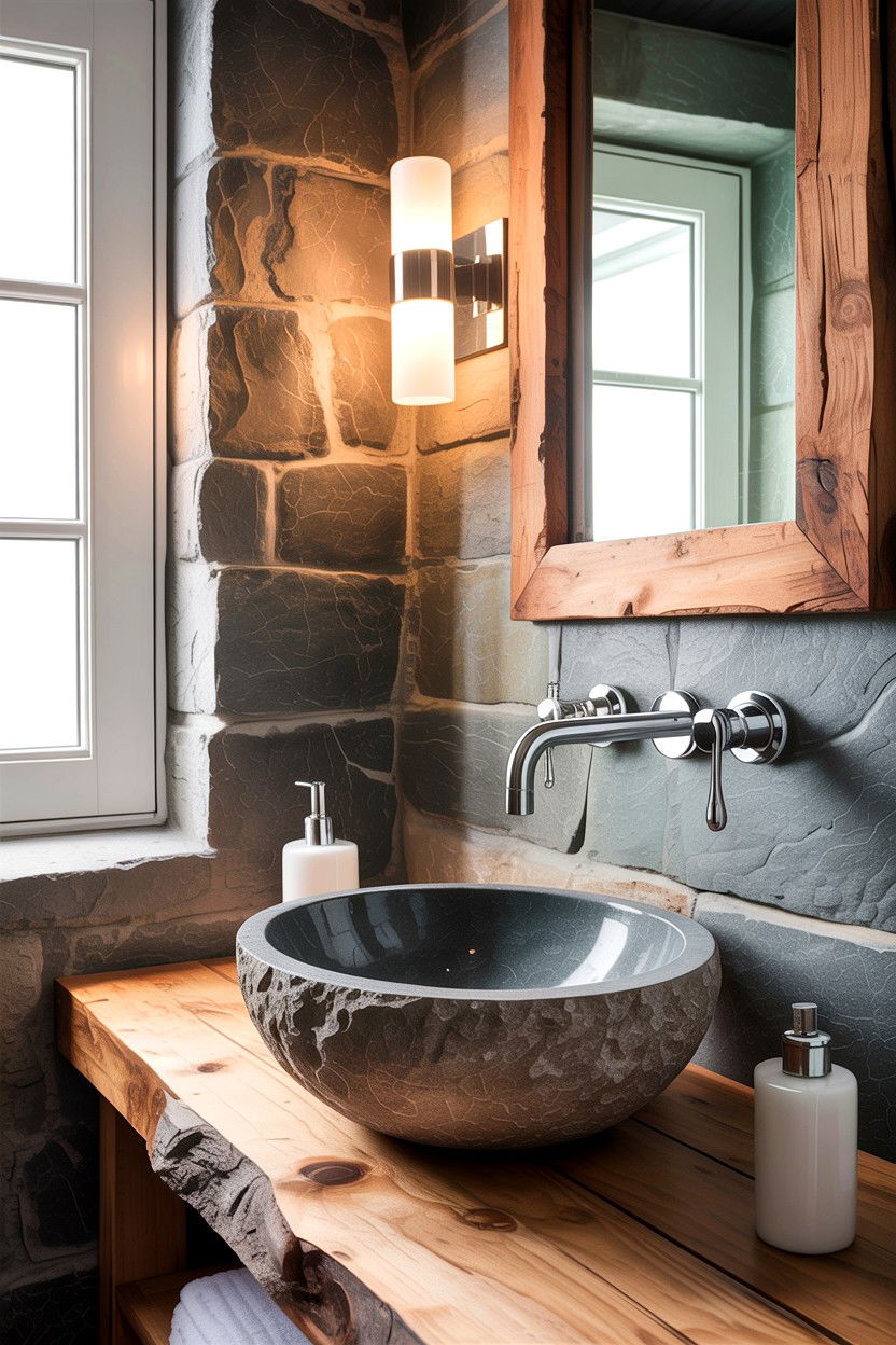 Rustic Chrome Bathroom - 30 chrome bathroom ideas