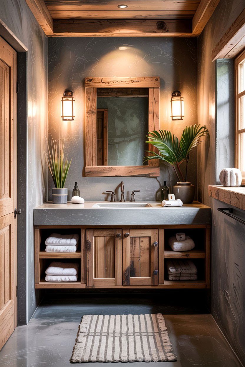 Rustic Concrete Bathroom - 30 concrete bathroom ideas