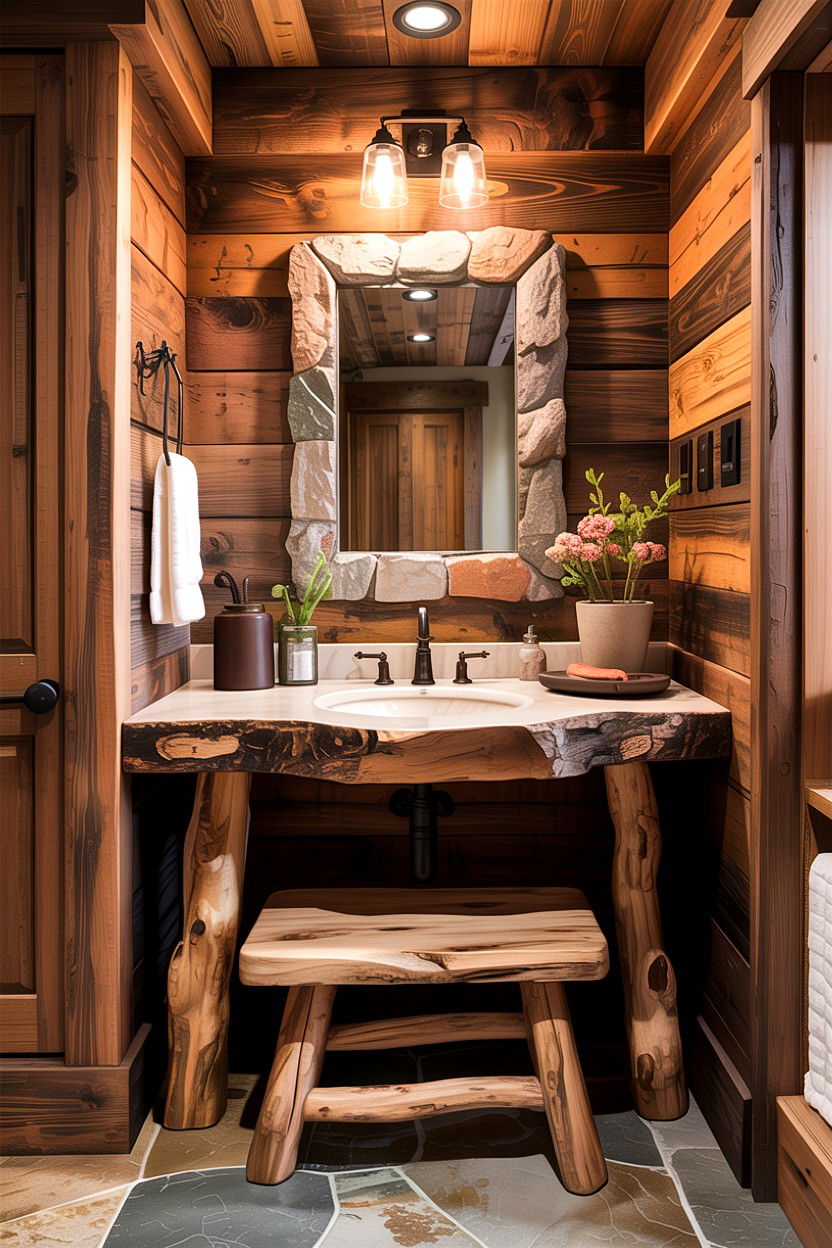 Rustic Corner Vanity - 30 bedroom corner vanity ideas