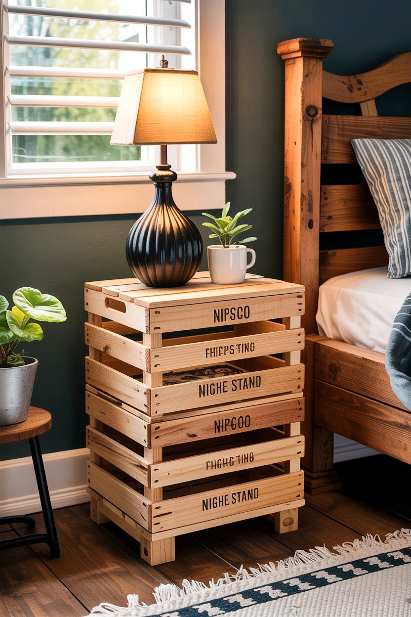 Rustic Crate Nightstand - 30 bedroom rustic nightstands
