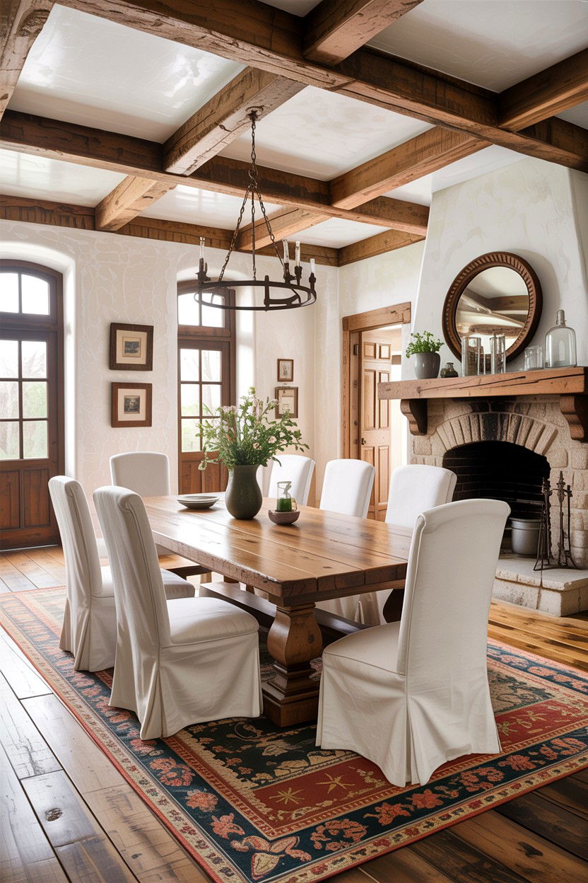 Rustic Dining Room - 30 tan and white dining room ideas