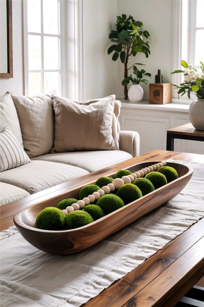 Rustic Dough Bowl Coffee Table - 30 living room decorative bowls