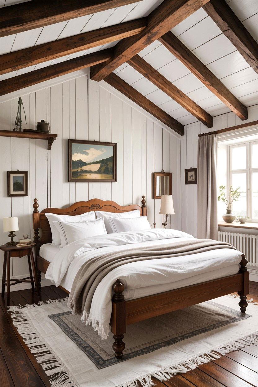 Rustic Exposed Beam Bedroom - 30 Swedish bedroom ideas