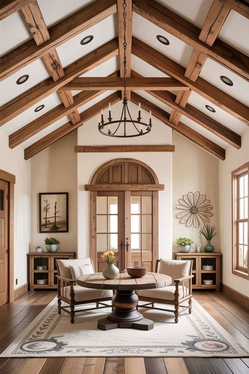 Rustic Exposed Wood Beams - 30 fixer upper living room ideas